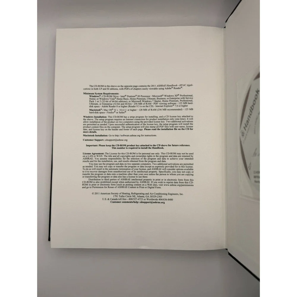 2011 ASHRAE Handbook HVAC Applications I-P Edition Hardcover w/CD 1936504065
